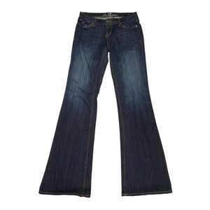 Women's Y2K Low Rise Bootcut Dark Wash Denim Blue Jeans 26 Western Rodeo